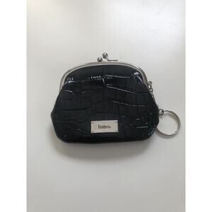 Liz Claiborne Black Embossed Croccodile Faux Leather Change Purse 4”x 5.5”x 1”